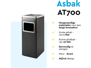 BRASQ Asbak met Afvalbak AT600 Zwart 16 Liter - 2
