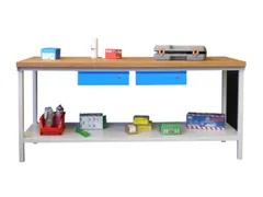 werkbank,HxBxD 900x2000x700mm,onderstel/romp RAL7035,front RAL6011