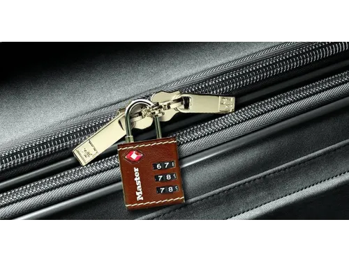 Hangslot Masterlock 3-cijfer combinatie 30mm TSA Bruin leer