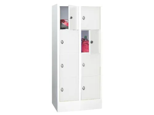 lockerkast,HxBxD 1518x600x500mm,2x4vakken,RAL7035,front RAL6011