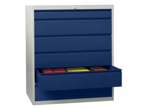 ladekast HxBxD 1200x1023x600mm 6laden RAL7035 front RAL5010