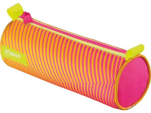 Maped Etui rond met nylon rits NEON kleuren oranje/roze