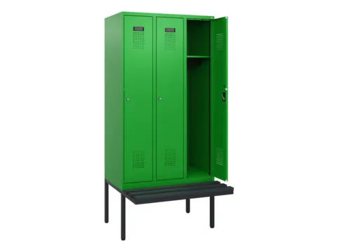 locker met bank,HxBxD 1950x900x815mm,3vak,vak B 300mm,cilinderslot