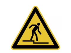 waarschuwingsbord,v. binnen/buiten,Waarschuwing voor afstapje,folie