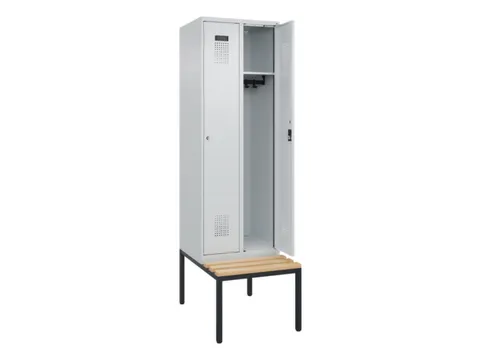 locker met bank,HxBxD 2120x600x815mm,2vak,vak B 300mm,cilinderslot