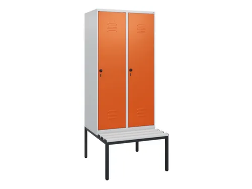 locker met bank,HxBxD 1950x800x815mm,2vak,vak B 400mm,draaigrendel
