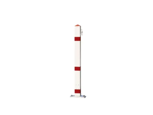 Afzetpaal Vierkant 70x70m Omklapbaar Cilinderslot Spitse Kop Wit/Rood