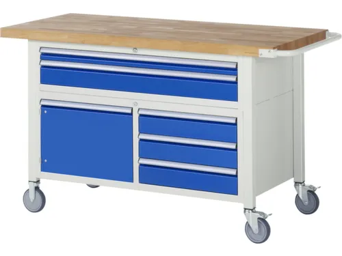Werkbank Hxbxd 880x1500x700mm Beukenhouten Werkblad 5laden Kast