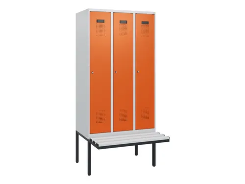 locker met bank,HxBxD 1950x900x815mm,3vak,vak B 300mm,cilinderslot