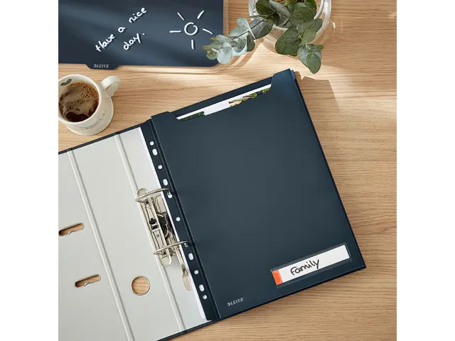 Insteekmap U-model Leitz Cosy harmonica A4 met perforatiestrip PP grij