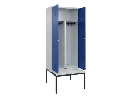 PBM-locker met bank,HxBxD 2120x800x815mm,2vak,vak B 400mm,cil.-slot