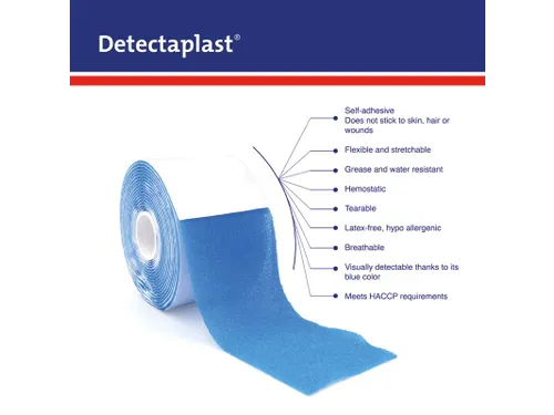 Detectaplast Zelfklevend schuimverband 6cm x 4,5mtr, blauw