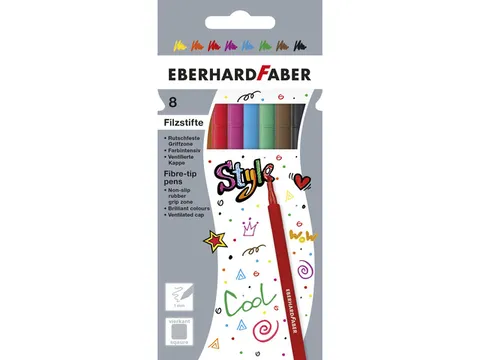 Viltstiften Eberhard Faber kartonetui 8 stuks