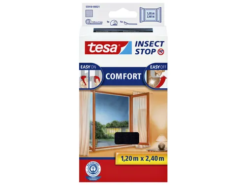 Insectenhor tesa Insect Stop COMFORT buitendraaiende ramen 1,2x2,4m zw