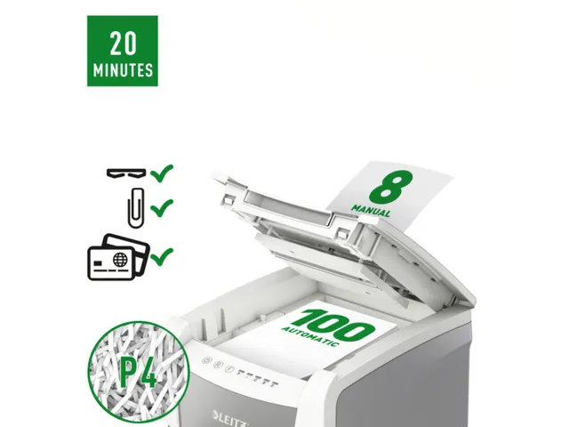 Papiervernietiger Leitz IQ Auto+ Small Office 100 P-4 snippers 4x28mm