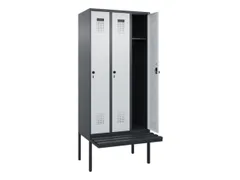 locker met bank,HxBxD 2120x900x815mm,3vak,vak B 300mm,draaigrendel