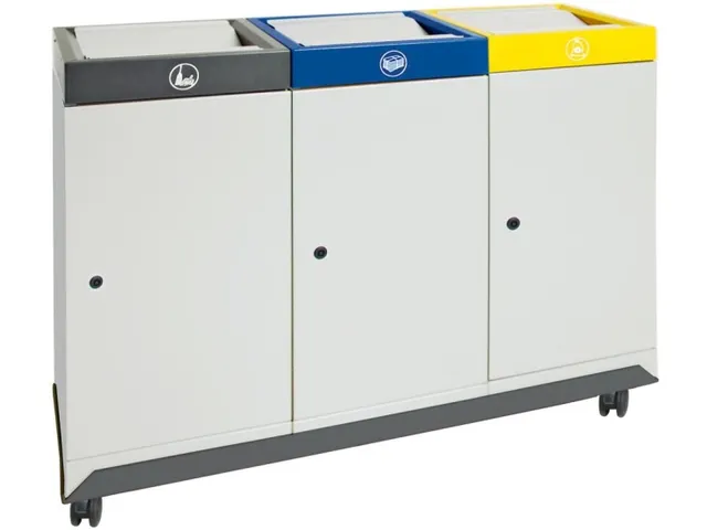 Afvalverzamelstation Vuurremmend 3X30 Liter 700X910X300Mm Grijs