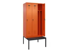 locker met bank,voor scheiding van kleding,HxBxD 2120x900x815mm,3vak