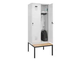 locker met bank,HxBxD 2120x800x815mm,2vak,vak B 400mm,draaigrendel - 1
