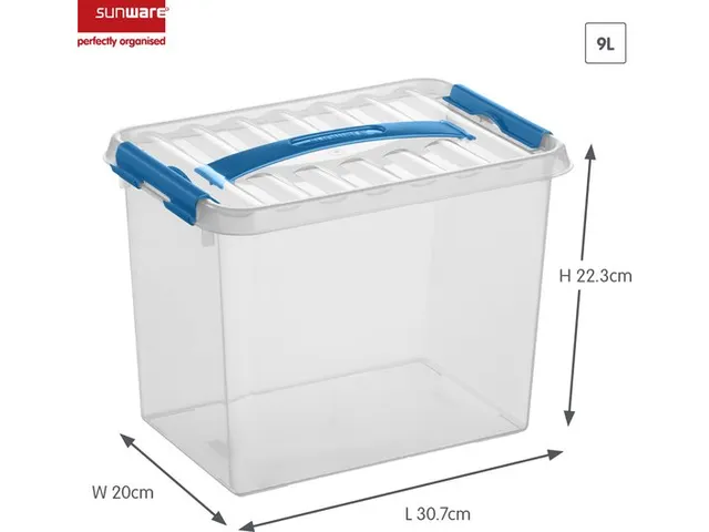 Opbergbox Sunware Q-line 9L transparant/blauw