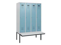 locker met bank,HxBxD 1950x1200x815mm,4vak,vak B 300mm,cilinderslot