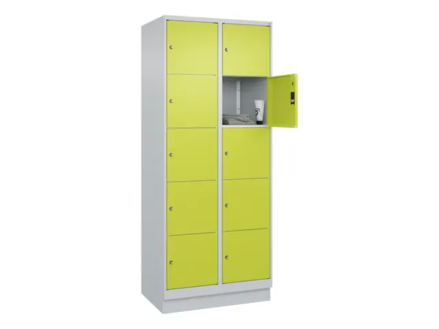 lockerkast,HxBxD 1950x800x500mm,2x5vakken,vak B 400mm,cil.-slot,sokkel