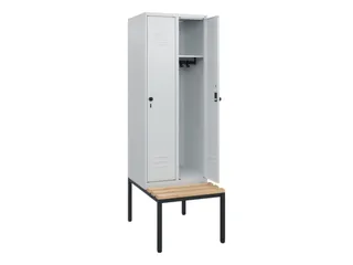 locker met bank,HxBxD 1950x600x815mm,2vak,vak B 300mm,draaigrendel - 2