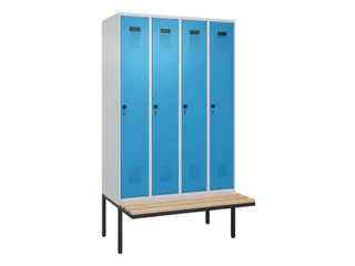 locker met bank,voor scheiding van kleding,HxBxD 2120x1200x815mm,4vak - 2