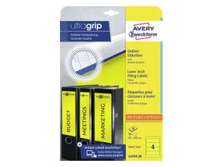 Rugetiket Avery Zweckform breed 192x61mm Geel L4769 80 stuks - 2