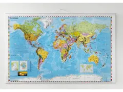 Wereldkaart Naga 89x137cm met ophangkoord