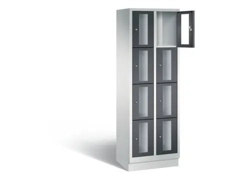 Lockerkast 1800x610x500mm 2x4 vakken Cilinderslot, Sokkel, RAL7021