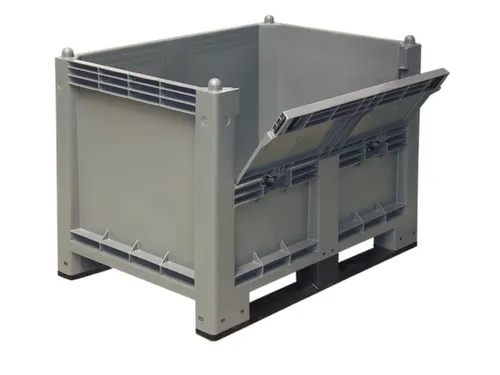 Stapelcontainer Pp 850x1200x800mm 550 liter 2Sledepoten Met klep Grijs