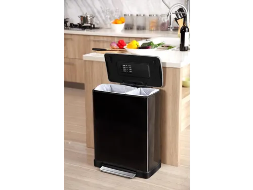 Pedaalemmer E-Cube recycling 46 Liter Zwart Mat RVS