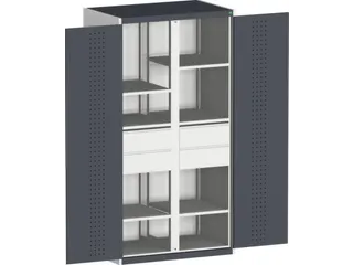 kast met geperforeerde platen,HxBxD 2000x1050x650mm,2xStalen bodem - 1