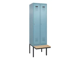 locker met bank,HxBxD 2120x600x815mm,2vak,vak B 300mm,cilinderslot - 2