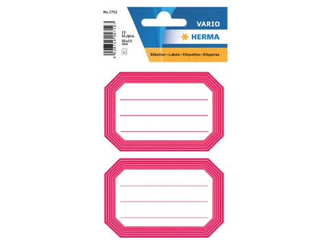 Boek Etiket Herma 5712 82x55mm Rode rand gelinieerd 12 stuks
