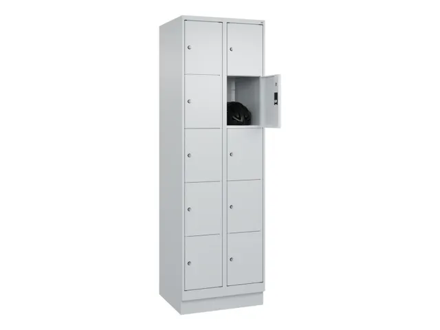 lockerkast,HxBxD 1950x600x500mm,2x5vakken,vak B 300mm,cil.-slot,sokkel