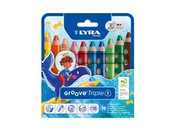 Kleurpotlood LYRA Groove Triple One extra dik set à 10 kleuren