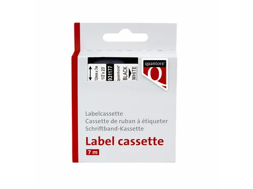 Labeltape Quantore 45013 12mmx7m zwart op wit D1