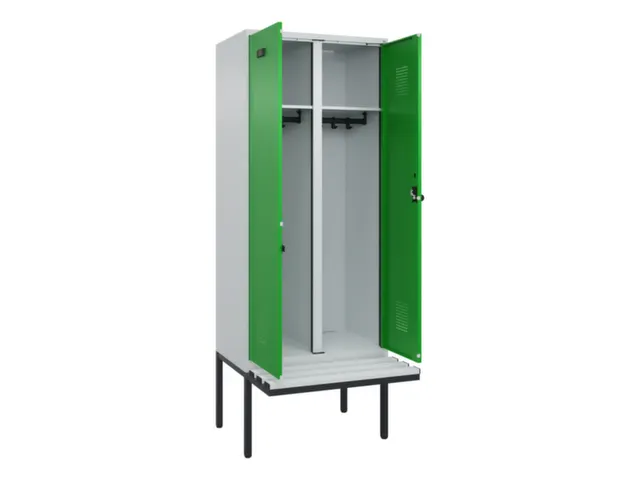 locker met bank,voor scheiding van kleding,HxBxD 2120x800x815mm,2vak