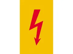 waarschuwingsbord,v. binnen/buiten,Spanningsteken,PE-folie,geel/zwart