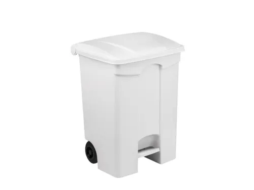 Contitop,mobiele afvalbak met pedaal 70L wit