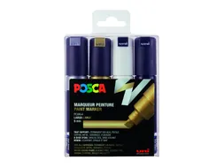 Verfstift Posca PC8K Brede punt 8mm schuin 4 st assorti