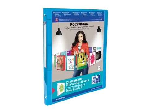 Presentatieringband Elba Polyvision A4 4 rings O-mech 15mm blauw