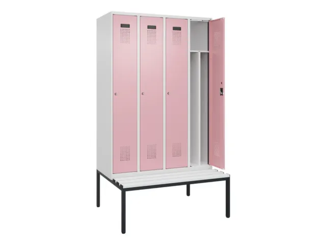 locker met bank,voor scheiding van kleding,HxBxD 2120x1200x815mm,4vak
