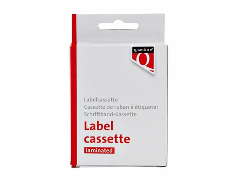 Labeltape Quantore TZE-221 9mm x 8m zwart op wit