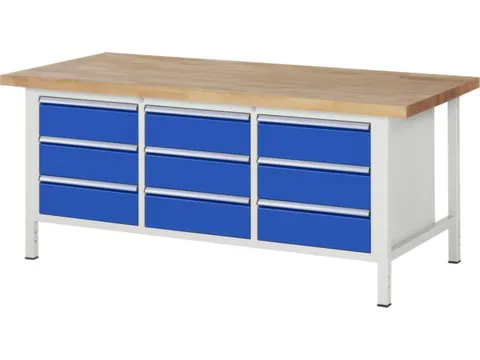 werkbank,HxBxD 840-1040x2000x900mm,beukblad,draagverm. 1250kg,4voeten