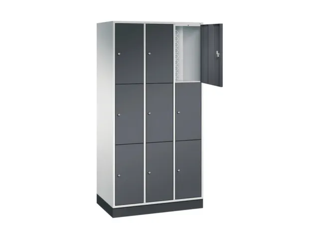 lockerkast,RAL 7035/RAL 7021,HxBxD 1950x920x500mm,3x3vakken,cil.-slot