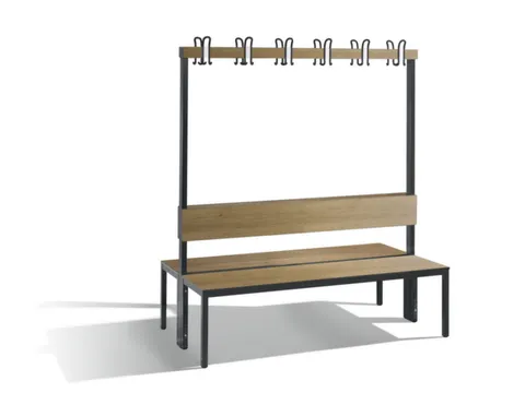 omkleedbank,HxLxD 1710x1500x760mm,HPL eiken-sereno,frame staal RAL7021