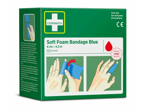 Bandage Cederroth Soft Foam blauw 6cmx4.5m
